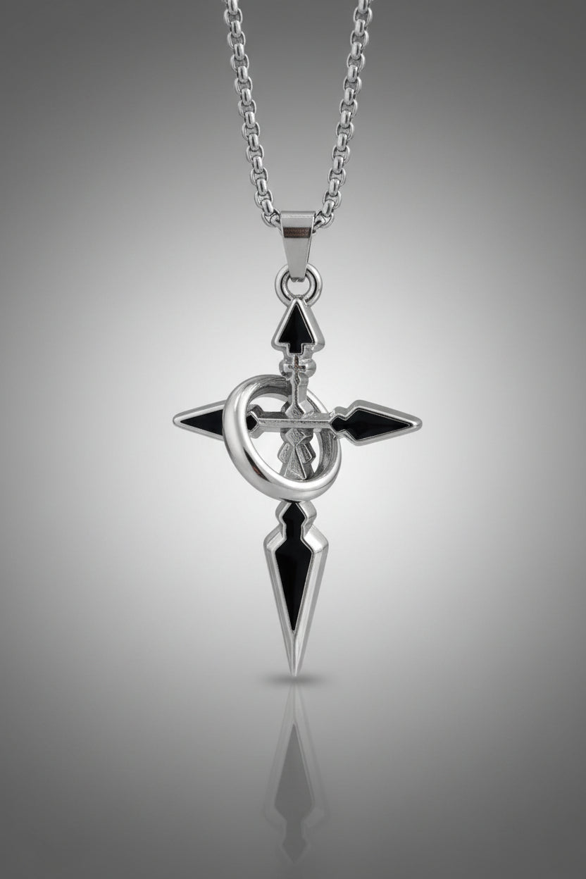 Stainless Steel Cross Pendant Necklace — 22-Inch Chain
