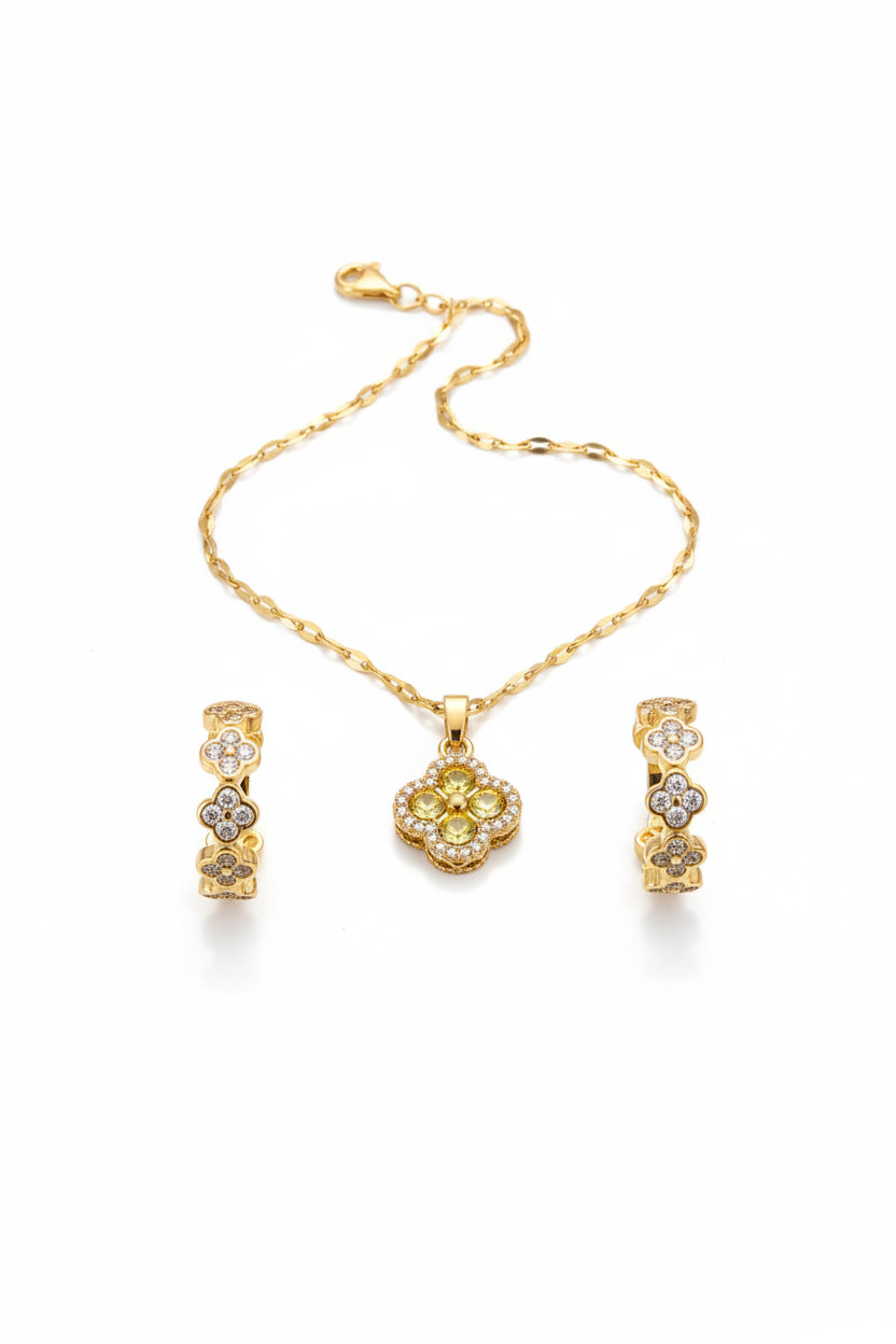 Clover Jewellery Set - Gold Tone