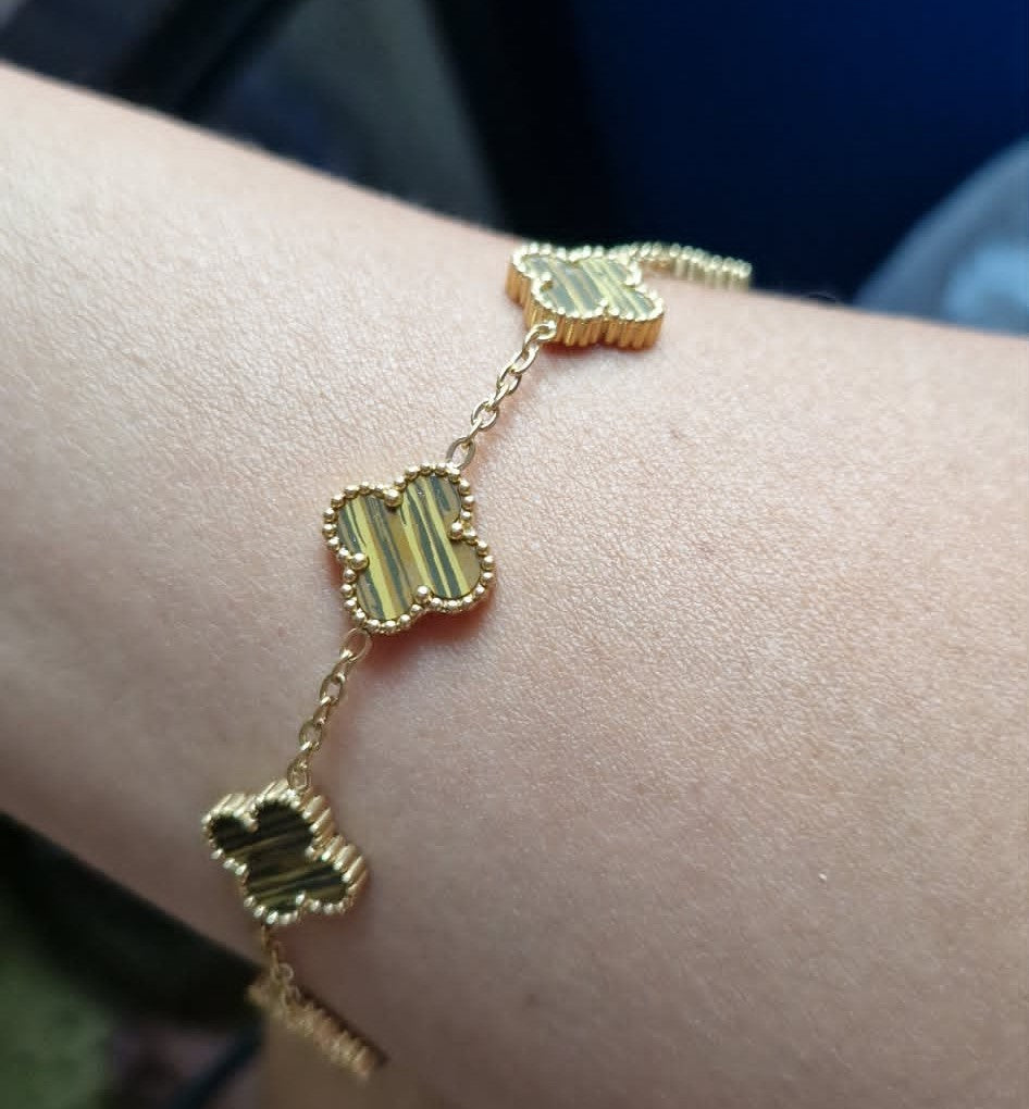 Brown Clover Stainless Steel gold bracelet