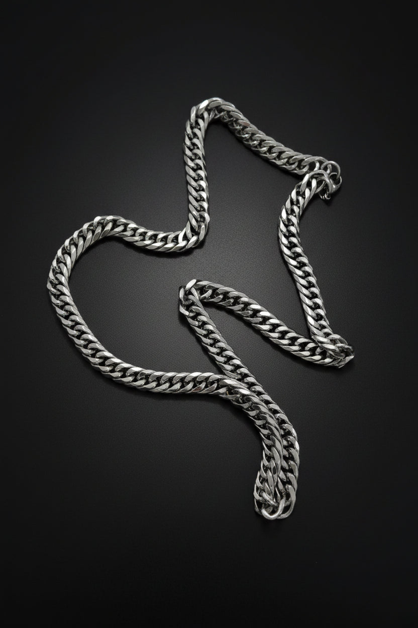 22-Inch Stainless Steel Silver Cuban Link Chain — 1cm Wide