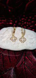 Gold Quatrefoil Sparkle Hoops — QTEEFY Luxe Edition