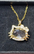 Hello Kitty Crystal Pendant Necklace – Gold Tone