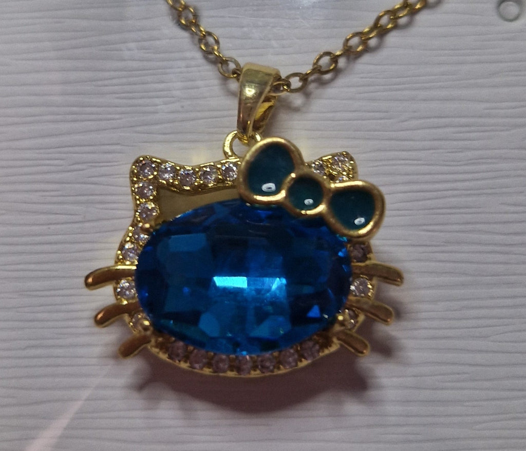 Hello Kitty Crystal Pendant Necklace – Gold Tone